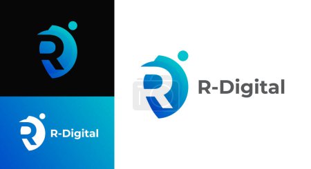 Entreprise entreprise lettre R ou RD logo vecteur de conception. Modèle vectoriel de logo RD lettre numérique. Lettre R logo pour la technologie.