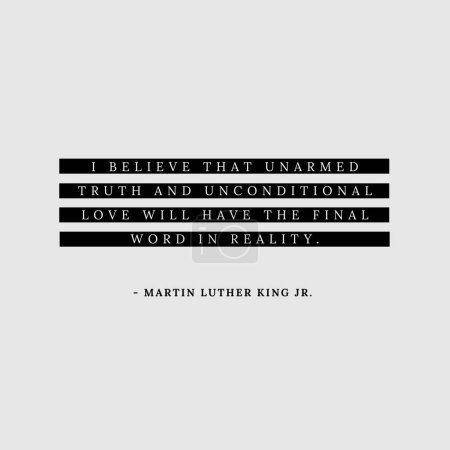 Composición de la cita de Martin Luther King sobre fondo blanco. Martin Luther King Day y concepto de celebración de imagen generada digitalmente.