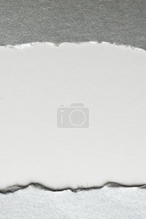 Foto de Arrancaron pedazos de papel gris con espacio para copiar sobre fondo blanco. Textura de papel abstracto fondo y concepto de comunicación. - Imagen libre de derechos