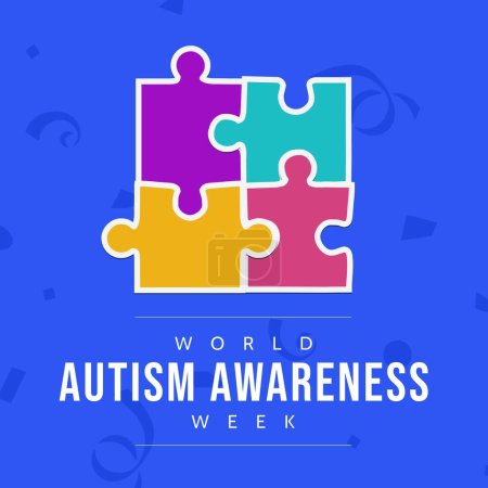 Photo for Composition of world autism awareness week and puzzle pieces. World autism awareness week and learning difficulties concept. - Royalty Free Image