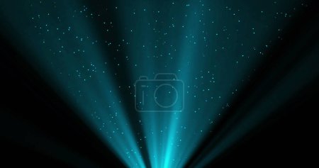 Téléchargez les photos : Image de confettis tombant et de rayons lumineux sur fond noir. Contexte, lumières et concept de mouvement image numérique générée. - en image libre de droit