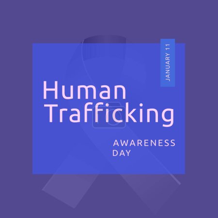 Téléchargez les photos : Image de la journée de sensibilisation à la traite des êtres humains sur fond violet avec ruban. Concept de sensibilisation aux droits humains et à la traite. - en image libre de droit