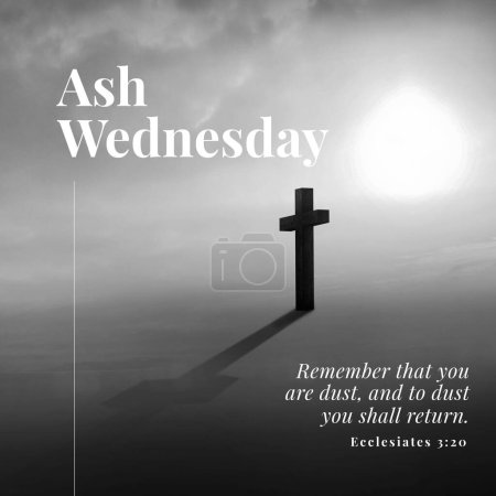 Photo for Image of ash wednesday over background with cross in black and white. Religion, christianity, eaaster and celebration concept. - Royalty Free Image