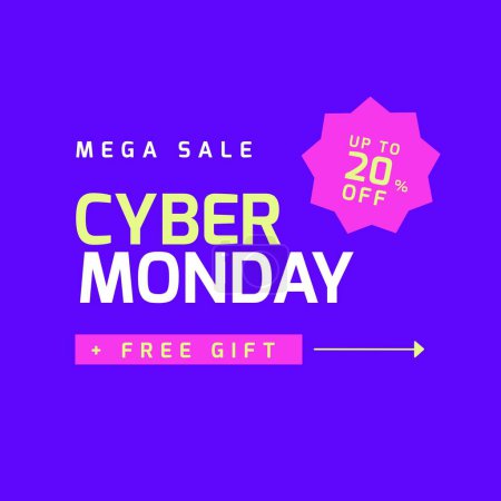 Photo for Square picture of cyber monday discounts up to 60 percent text over purple background. Cyber monday and retail campaign. - Royalty Free Image