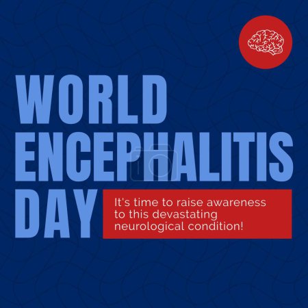 Foto de Imagen de la encefalitis mundial día y cerebro sobre fondo azul. Salud, encefalitis y concepto de cefalea. - Imagen libre de derechos
