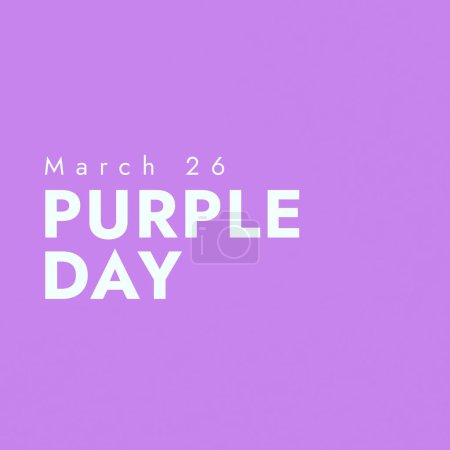 Photo for Illustration of 26 march and purple day text isolated against purple background, copy space. Medical, epilepsy, neurological disorder, illness, awareness, healthcare and support concept. - Royalty Free Image