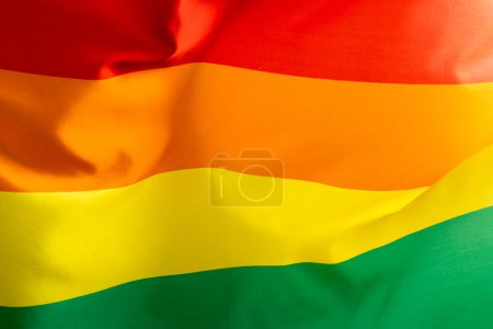 Téléchargez les photos : Close up of rainbow coloured flag with copy space. Pride month, equality, lgbt and human rights concept. - en image libre de droit