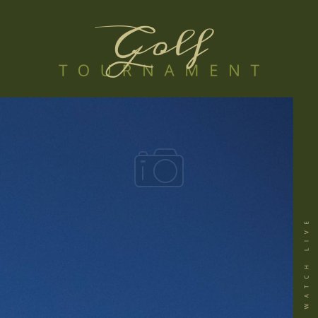 Téléchargez les photos : Image carrée du tournoi de golf sur fond vert et bleu avec espace de copie. Golf, sport, compétition, rivalité et concept de loisirs. - en image libre de droit