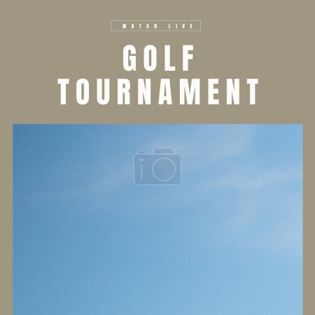Photo for Square image of golf tournament over grey and blue background with copy space. Golf, sport, competition, rivalry and recreation concept. - Royalty Free Image