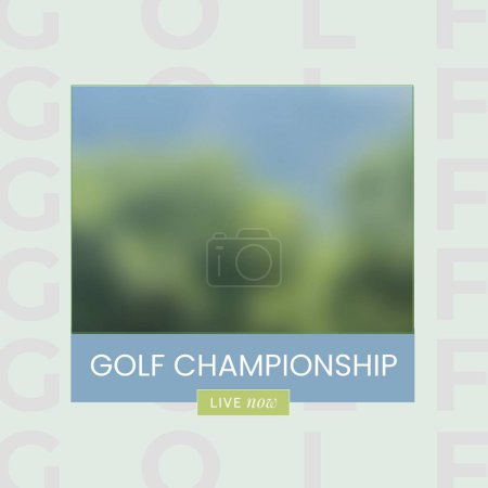 Téléchargez les photos : Square image of golf championship text over blurred background with light green frame. Sport, golf, contest and rivalry concept. - en image libre de droit