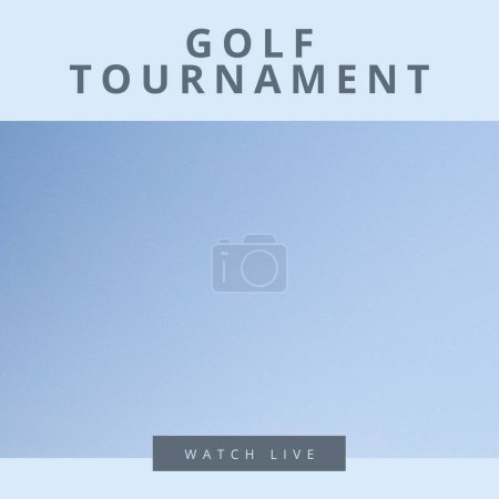 Foto de Square image of golf tournament over light and dark blue background with copy space. Golf, sport, competition, rivalry and recreation concept. - Imagen libre de derechos