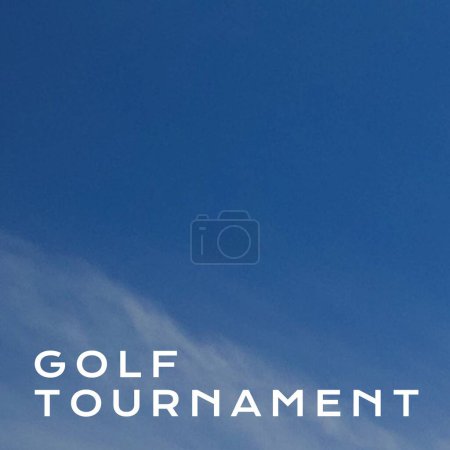 Foto de Square image of golf tournament over sky in background with copy space. Golf, sport, competition, rivalry and recreation concept. - Imagen libre de derechos