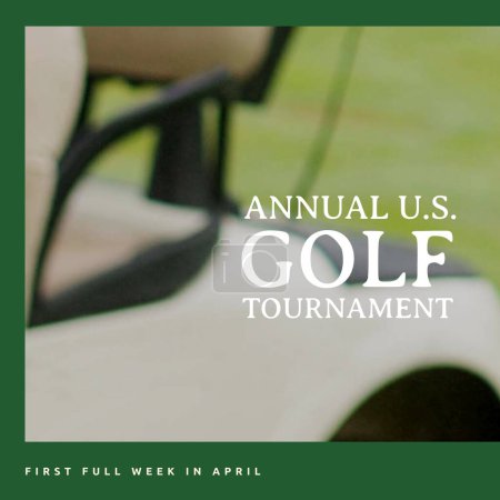 Foto de Imagen cuadrada del torneo anual de golf sobre fondo verde borroso. Golf, deporte, competición y rivalidad. - Imagen libre de derechos