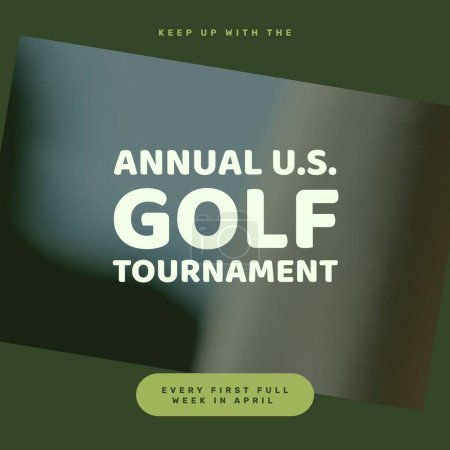 Foto de Square image of annual us golf tournament over blurred green background. Golf, sport, competition and rivalry concept. - Imagen libre de derechos