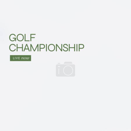 Téléchargez les photos : Square image of golf championship text over grey background. Sport, golf, contest and rivalry concept. - en image libre de droit