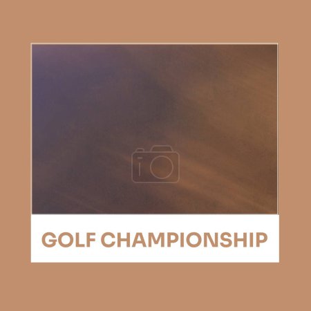 Foto de Square image of golf championship text over brown background with brown frame. Sport, golf, contest and rivalry concept. - Imagen libre de derechos