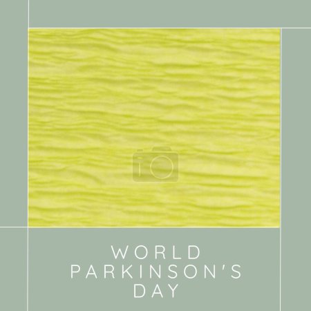 Photo for Composition of world parkinson's day text and copy space on green background. World parkinson's day and health awareness concept digitally generated image. - Royalty Free Image