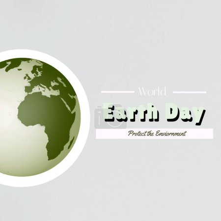 Foto de Illustrative image of globe with world earth day, protect the environment text on white background. Copy space, nature, awareness, support and environmental conservation concept. - Imagen libre de derechos