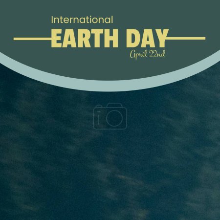 Téléchargez les photos : Composite of international earth day and april 22nd in curve, defocused trees in forest at night. Copy space, text, nature, awareness, support, protection and environmental conservation concept. - en image libre de droit