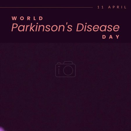 Photo for Illustration of world parkinson's disease day and 11 april text on violet background, copy space. Nervous system, campaign, healthcare, awareness and prevention concept. - Royalty Free Image