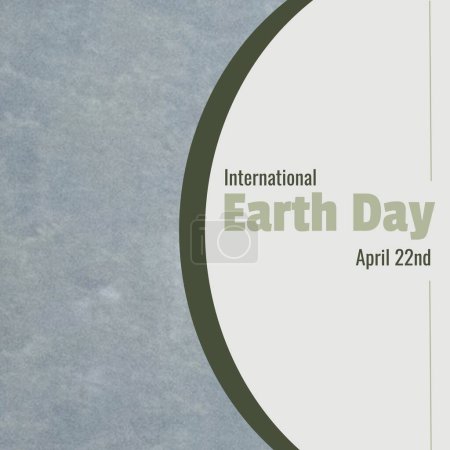 Foto de Illustration of international earth day and april 22nd text in gray curve over blue background. Copy space, nature, awareness, support, protection and environmental conservation concept. - Imagen libre de derechos