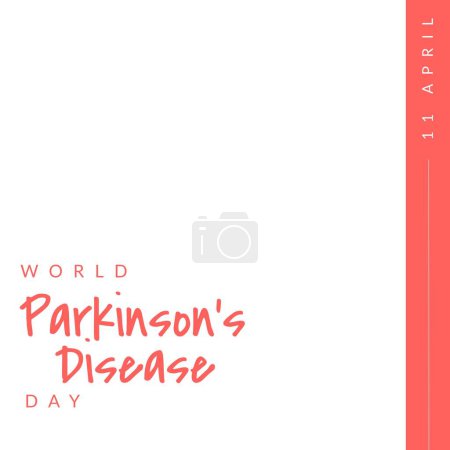 Photo for Illustration of world parkinson's disease day and 11 april text over white and red background. Copy space, nervous system, campaign, healthcare, awareness and prevention concept. - Royalty Free Image