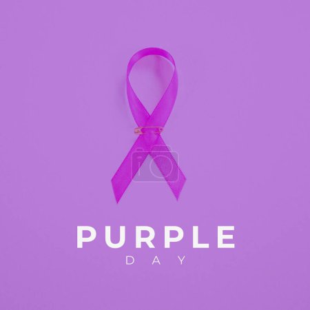 Photo for Illustration of purple day text isolated against purple background, copy space. Medical, epilepsy, neurological disorder, illness, awareness, healthcare and support concept. - Royalty Free Image