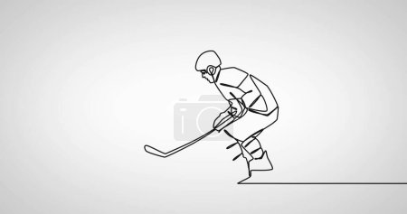 Téléchargez les photos : Image du dessin d'un joueur de hockey masculin sur fond blanc. Concept mondial de sport et d'interface numérique image générée numériquement. - en image libre de droit