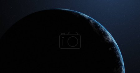 Foto de Parte del planeta tierra en oscuridad por la noche, vista desde el espacio exterior, con espacio de copia. Astronomía, ciencia y civilización. - Imagen libre de derechos