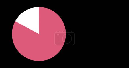 Photo for Pink and white pie chart on black background with copy space. Statistics, data and presentation template. - Royalty Free Image