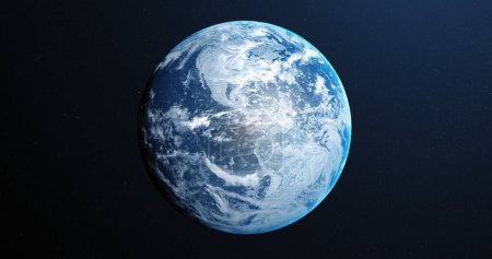 Foto de Planeta Tierra con nubes y atmósfera, nuestro mundo sobre un fondo oscuro visto desde el espacio exterior. Astronomía, ciencia y civilización. - Imagen libre de derechos