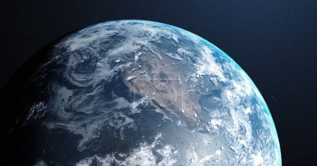 Foto de Parte del planeta tierra con nubes y atmósfera vistas desde el espacio exterior. Astronomía, ciencia y civilización. - Imagen libre de derechos