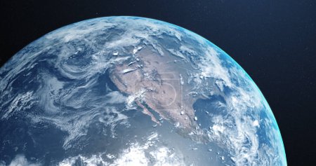 Foto de Parte del planeta tierra con nubes y atmósfera vistas desde el espacio exterior. Astronomía, ciencia y civilización. - Imagen libre de derechos