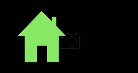 Téléchargez les photos : Composition de l'icône de la maison sur fond noir avec espace de copie. Concept d'interface numérique et de médias sociaux image générée numériquement. - en image libre de droit