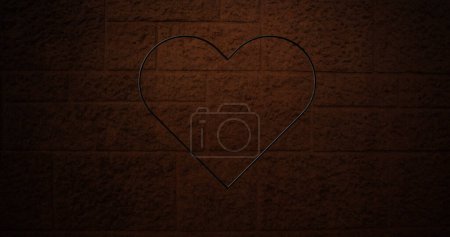 Téléchargez les photos : Composition de la forme du cœur au-dessus du mur de briques avec espace de copie. Bacground, motif et concept de couleur image générée numériquement. - en image libre de droit