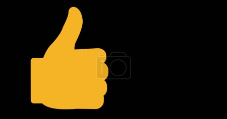 Photo for Composition of thumbs up icon on black background with copy space. Social media and digital interface concept digitally generated image. - Royalty Free Image
