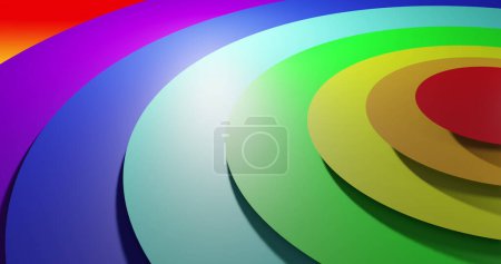 Foto de Imagen de círculos coloridos sobre el fondo del arco iris. Mes del orgullo, celebración y colores, imagen generada digitalmente. - Imagen libre de derechos