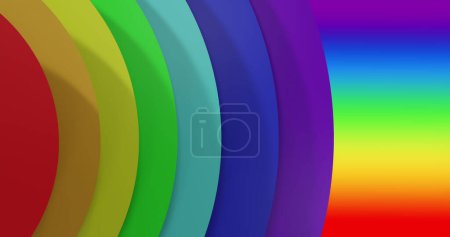 Foto de Imagen de círculos coloridos sobre el fondo del arco iris. Mes del orgullo, celebración y colores, imagen generada digitalmente. - Imagen libre de derechos