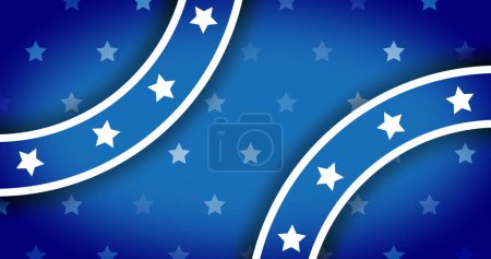 Foto de Composición de estrellas blancas y líneas sobre fondo azul. EE.UU., patriotismo y concepto de fondo imagen generada digitalmente. - Imagen libre de derechos