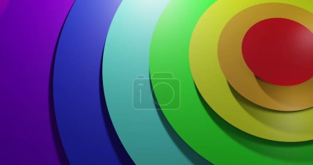 Photo for Image of colourful and multiple circles in row. Pride month, celebration and colours, digitally generated image. - Royalty Free Image