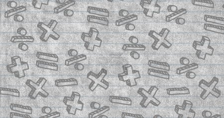 Foto de Imagen de símbolos de división y multiplicación sobre fondo de papel forrado blanco texturizado. Concepto de escuela y educación - Imagen libre de derechos