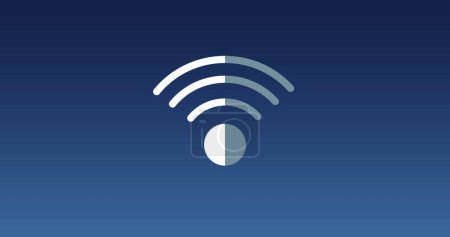 Photo for Image of wifi icon over blue background. Global social media, communication, computing and data processing concept digitally generated image. - Royalty Free Image