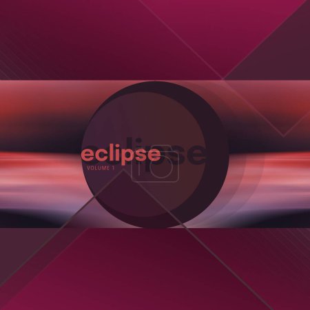 Téléchargez les photos : Illustration de l'éclipse tome 1 avec cercle et formes géométriques sur fond rose, espace de copie. Modèle de couverture, design, art, marketing, poster et concept d'entreprise. - en image libre de droit
