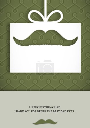 Téléchargez les photos : Composition du texte joyeux anniversaire papa sur moustache sur fond vert. Joyeux anniversaire, concept papa et paternité image générée numériquement. - en image libre de droit