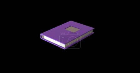 Foto de Imagen de libro púrpura sobre fondo negro. Aprendizaje, educación y concepto escolar imagen generada digitalmente. - Imagen libre de derechos