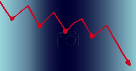 Téléchargez les photos : Composite de statistiques de flèches rouges sur fond bleu. Concept global d'entreprise, de traitement des données et de communication image générée numériquement. - en image libre de droit