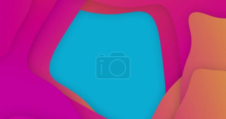 Téléchargez les photos : Composite de motif d'onde orange à rose sur fond bleu. Couleur, forme, motif et concept de mouvement image générée numériquement. - en image libre de droit