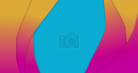 Foto de Compuesto de naranja a rosa patrón de onda sobre fondo azul. Imagen generada digitalmente en color, forma, patrón y movimiento. - Imagen libre de derechos