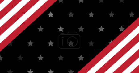 Photo for Image of flag of usa over stars on black background. Usa, patriotism and celebration concept digitally generated image. - Royalty Free Image