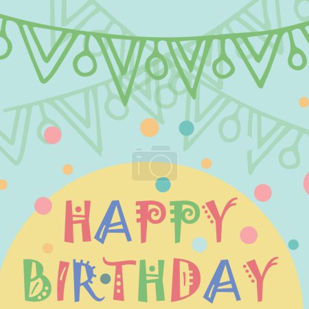Photo for Composite of happy birthday text over bunting and pattern at birthday party. Party, birthday and celebration concept digitally generated image. - Royalty Free Image